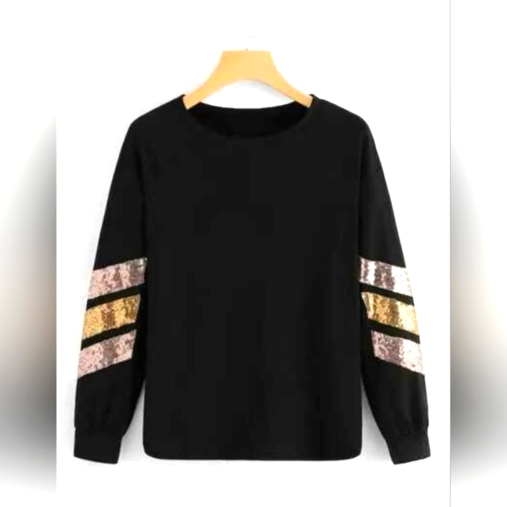 #41 Contrast Sequin Striped Tee